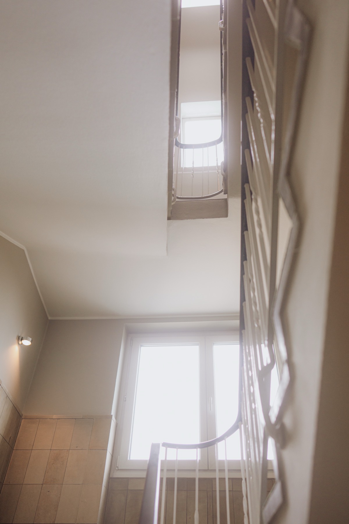 Bright staircase at Hotel am Rothenbaum